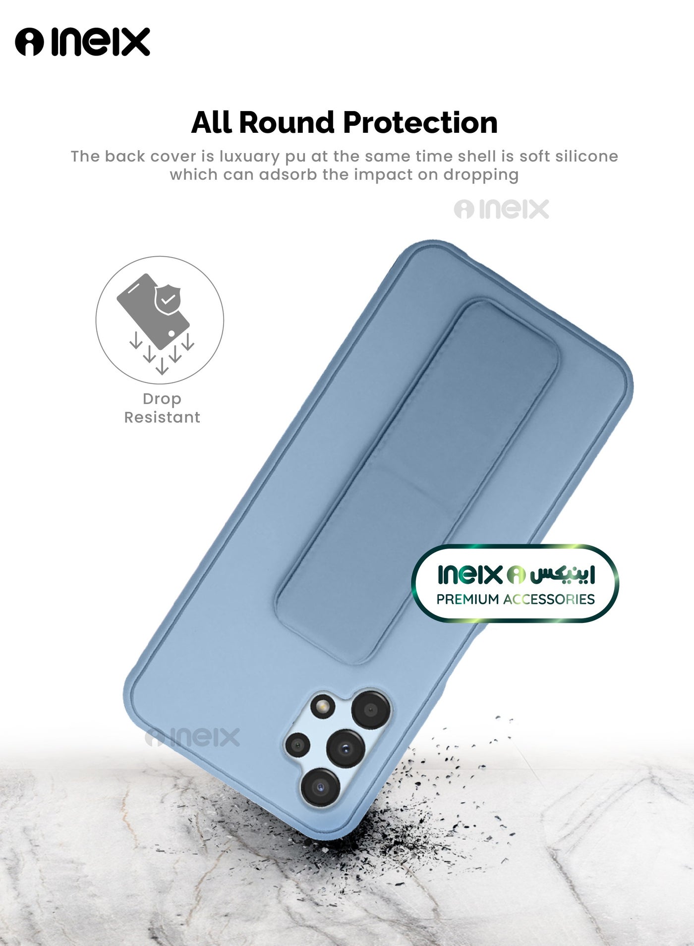 3-in-1 Magnetic Wrist Strap Hand Grip Stand Cover for Samsung Galaxy A13 4G - Image 4