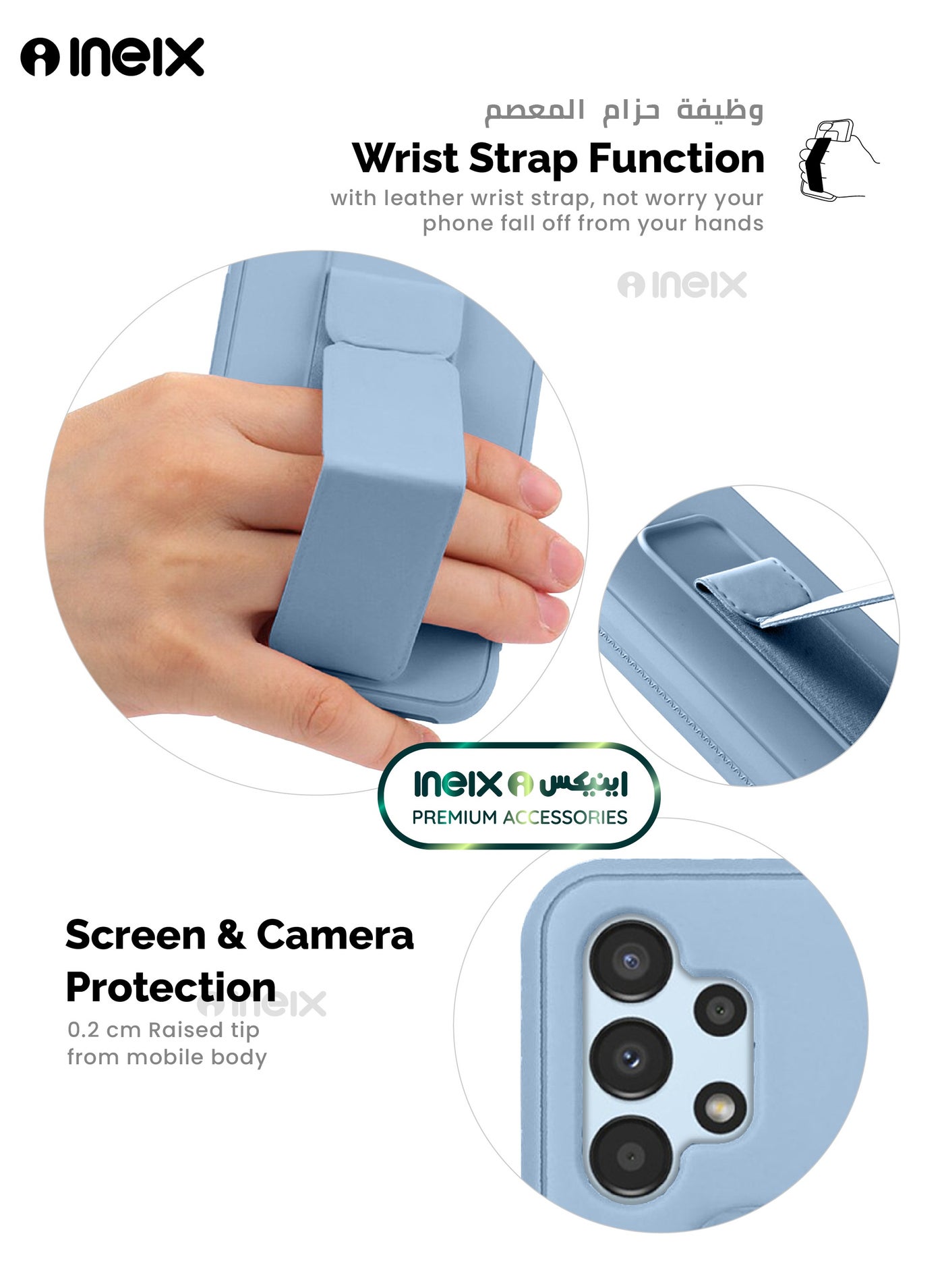 3-in-1 Magnetic Wrist Strap Hand Grip Stand Cover for Samsung Galaxy A13 4G - Image 5