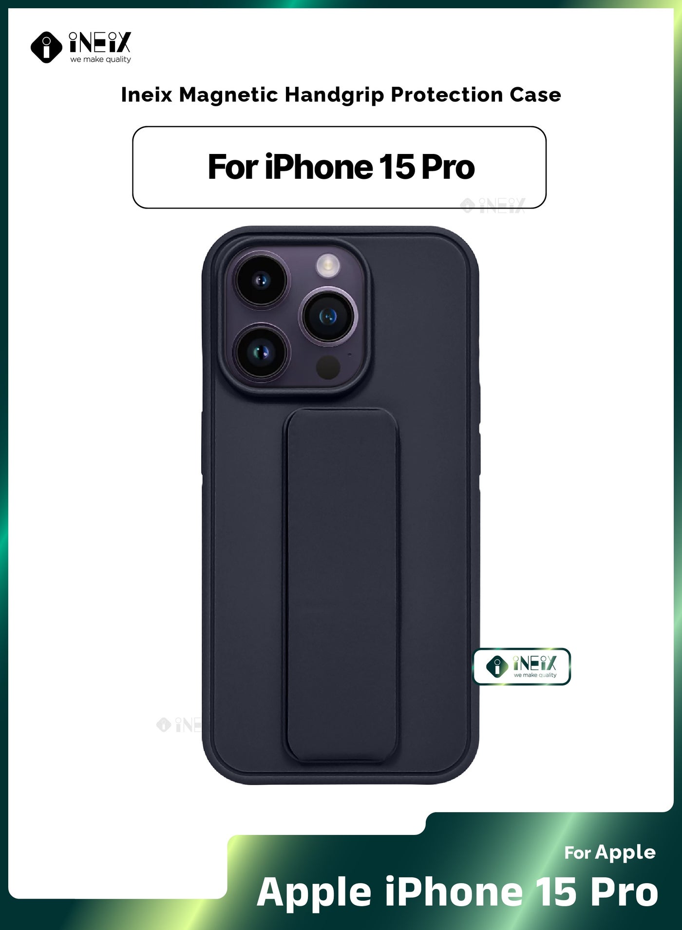 3-in-1 Magnetic Wrist Strap Hand Grip Stand Cover for iPhone 15 Pro