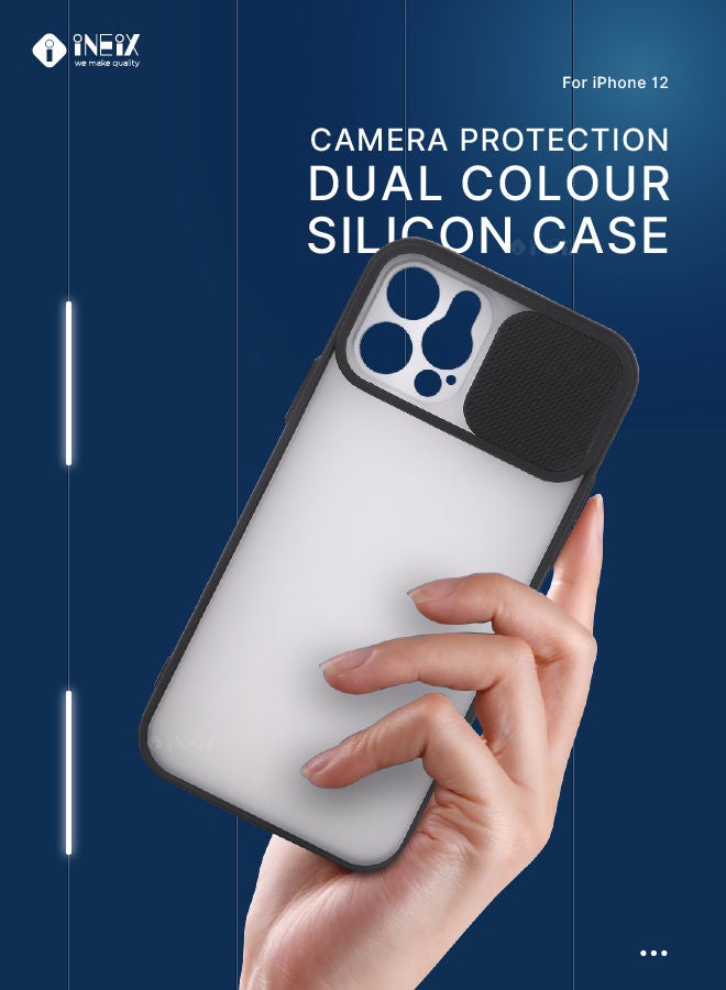 Dual Color Silicone Cover With Sliding Camera Protection For Apple iPhone 12 - Image 5