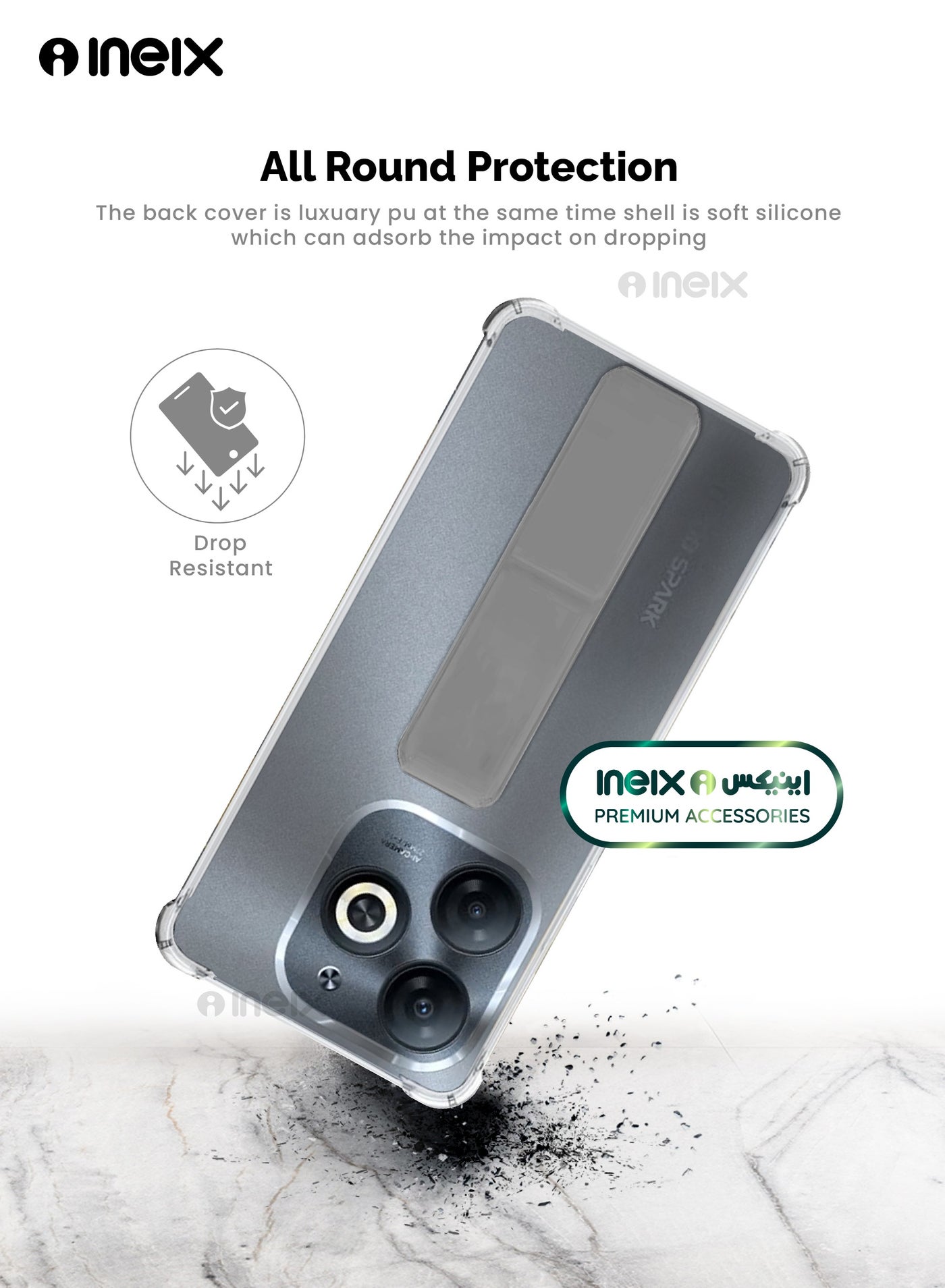 3-in-1 Magnetic Wrist Strap Hand Grip Stand Cover for Tecno Spark Go 2024 - Image 4