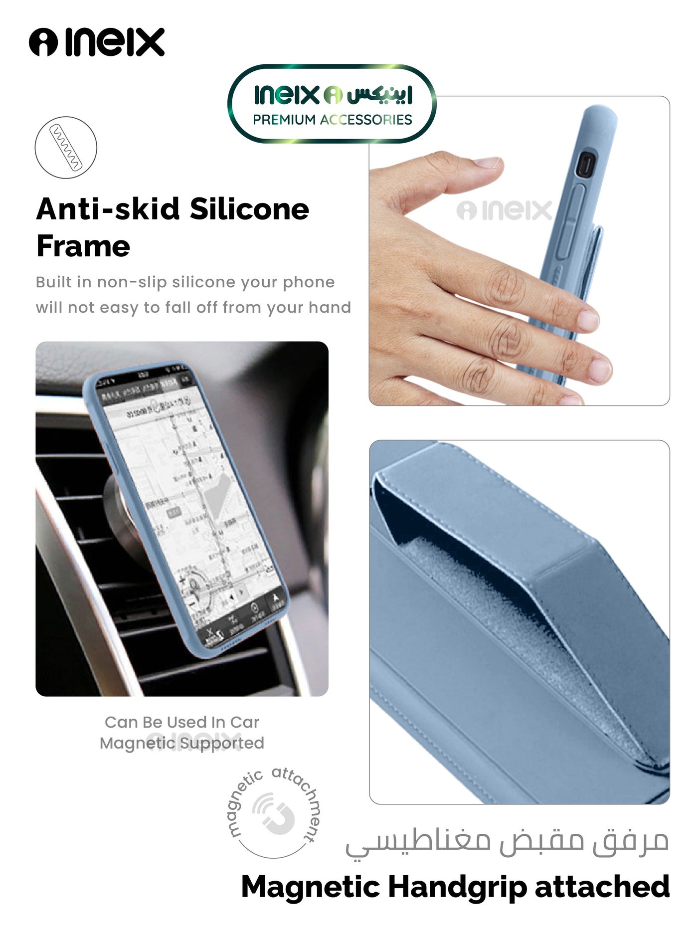 3-in-1 Magnetic Wrist Strap Hand Grip Stand Cover for Samsung Galaxy A05 - Image 4