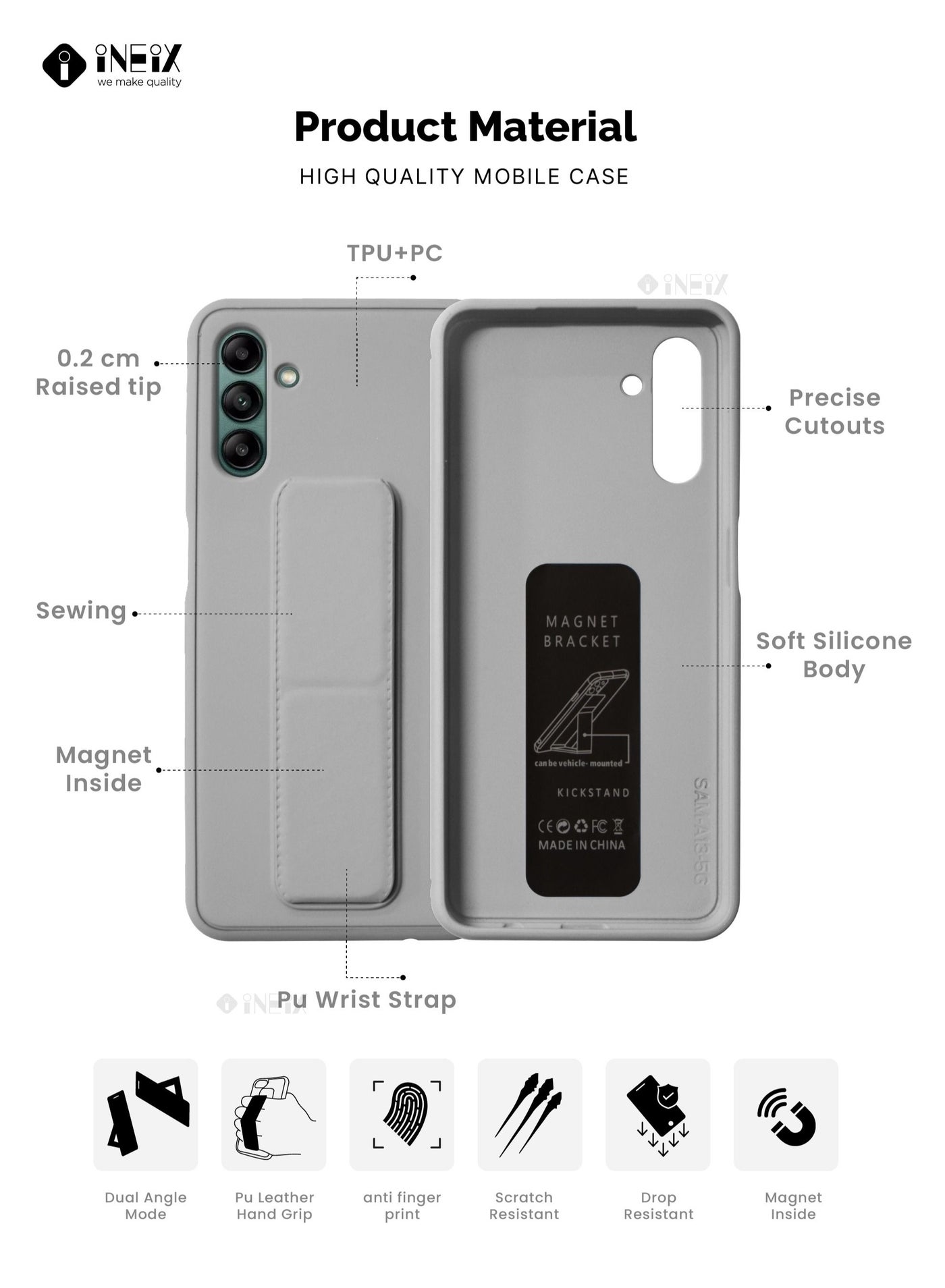 3-in-1 Magnetic Wrist Strap Hand Grip with Stand Case Cover for Samsung Galaxy - Image 2