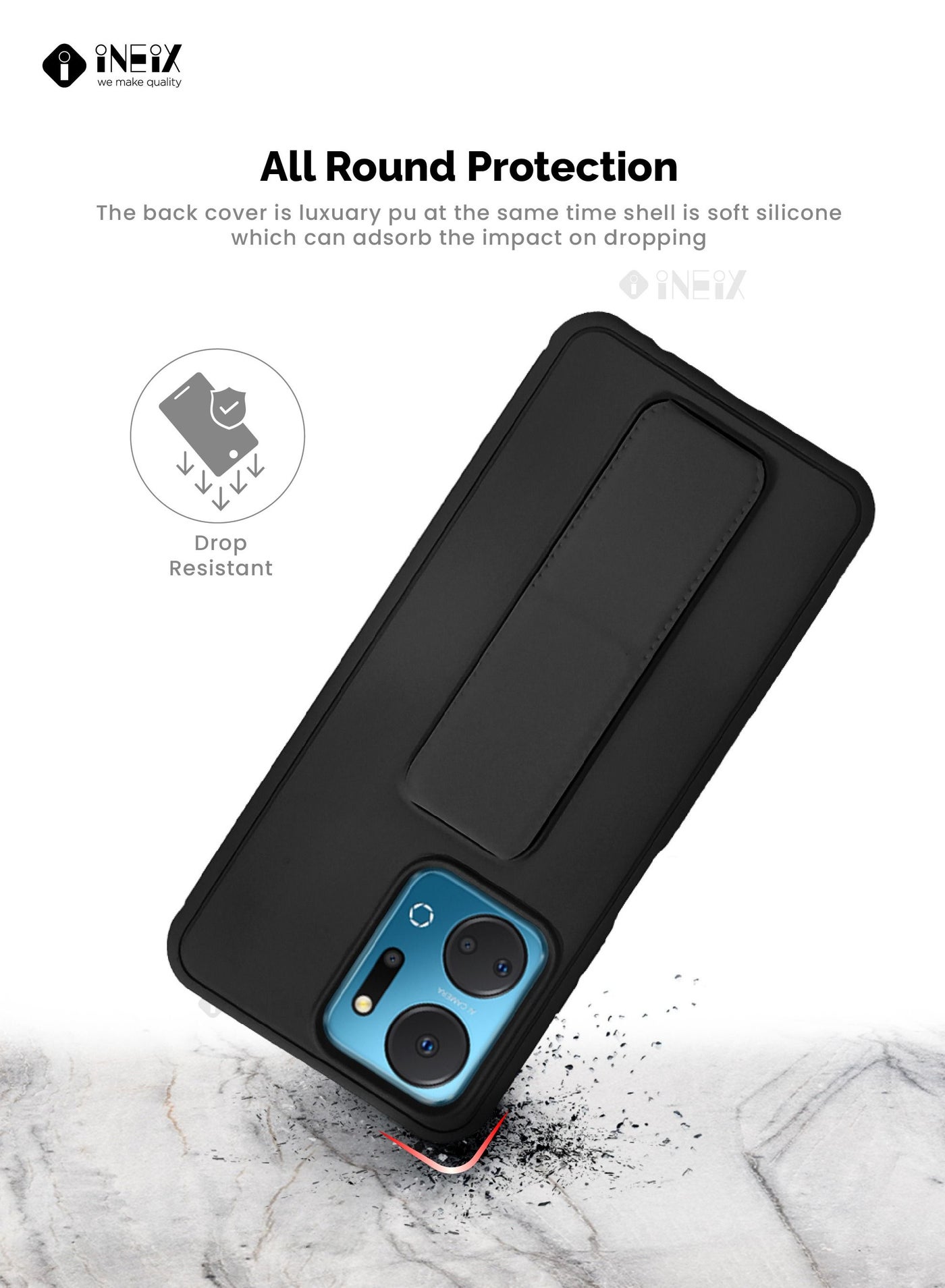 3-in-1 Magnetic Wrist Strap Hand Grip with Stand Case Cover for Honor X7a - Image 5
