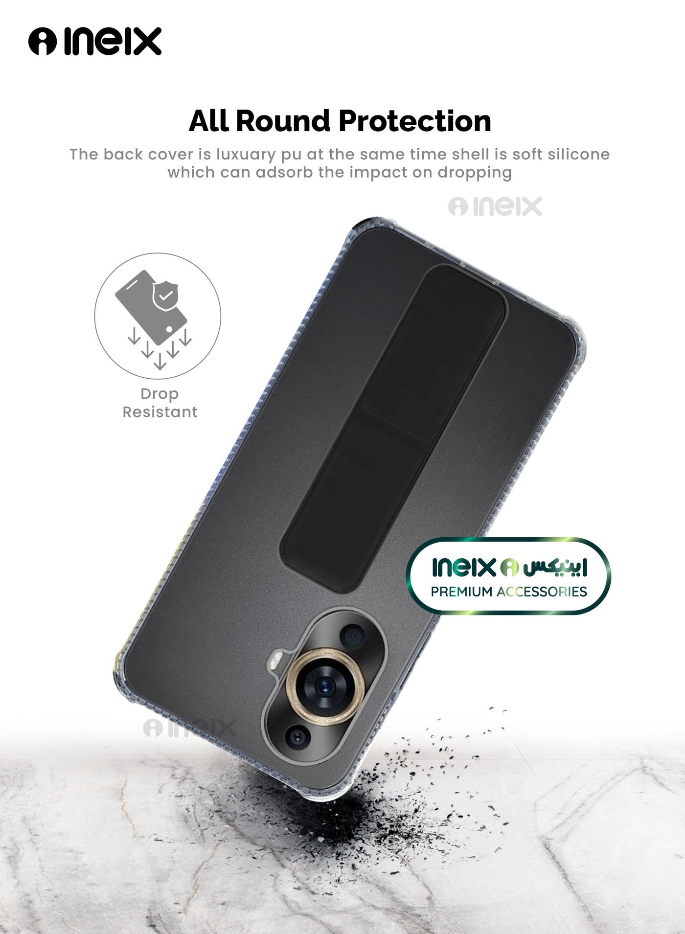 3-in-1 Magnetic Wrist Strap Hand Grip Stand Cover for Huawei Nova 11 Pro - Image 3
