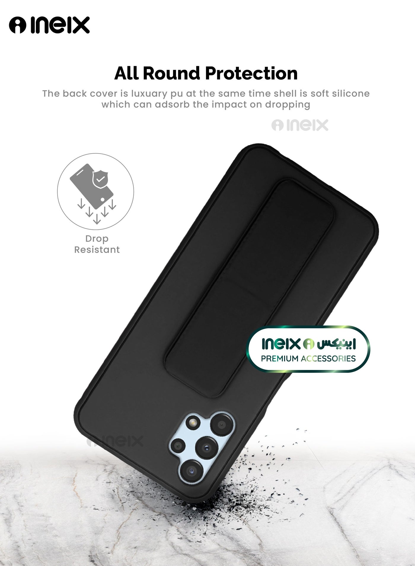 3-in-1 Magnetic Wrist Strap Hand Grip Stand Cover for Samsung Galaxy A13 4G - Image 5