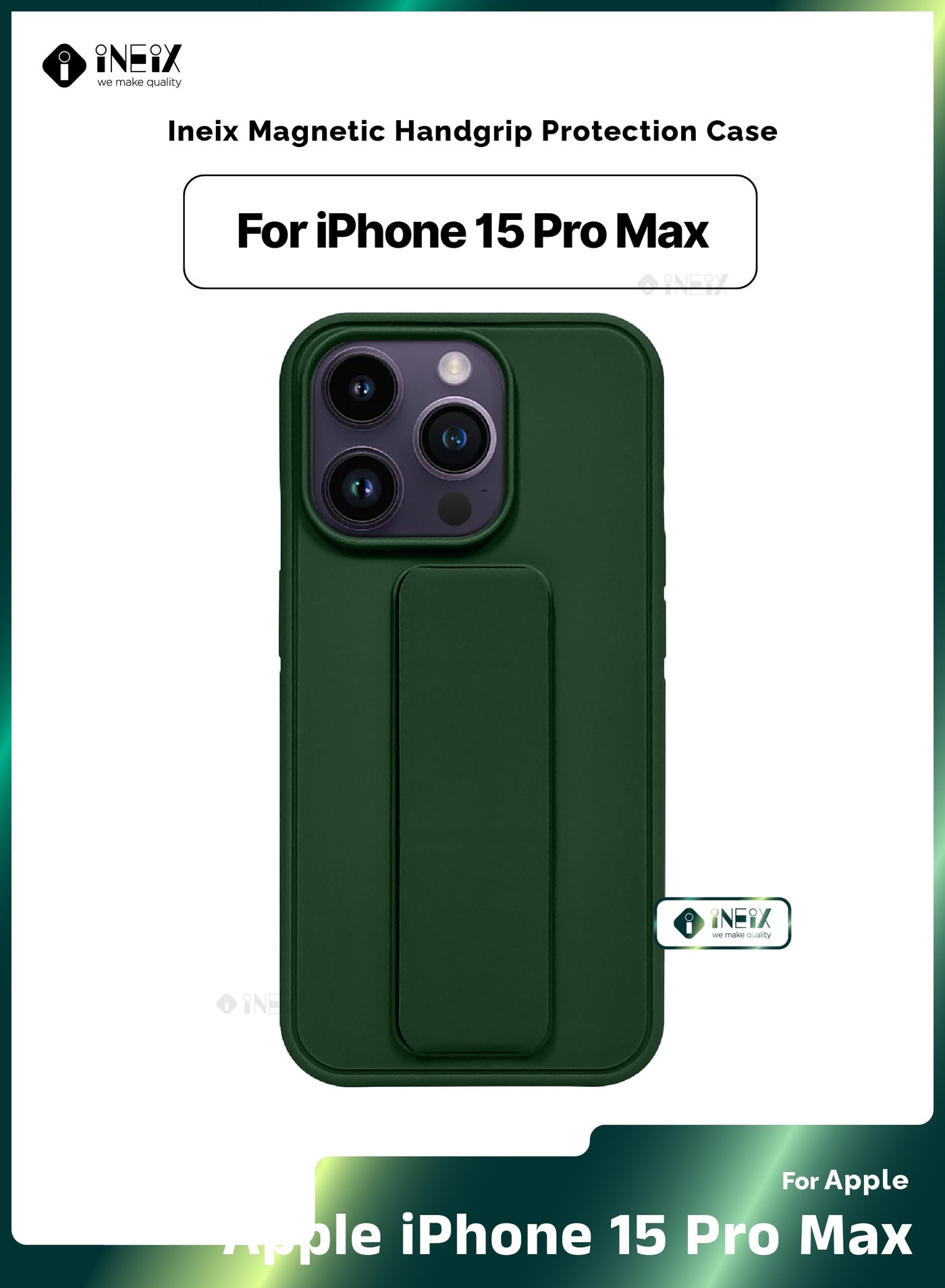 3-in-1 Magnetic Wrist Strap Hand Grip Stand Cover for iPhone 15 Pro Max