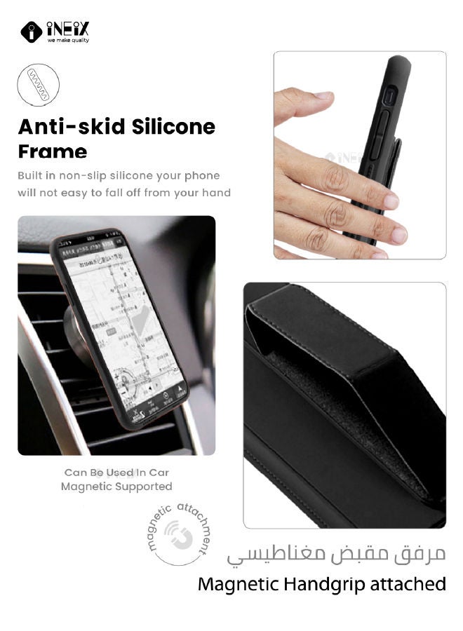 3-in-1 Magnetic Wrist Strap Hand Grip with Stand Case Cover For Apple iPhone 13 Pro - Image 4