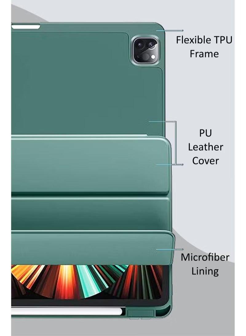 iPad Pro 11 Inch (2024) Case Cover with S Pen Holder, Soft TPU Tri-Fold Stand Protective Tablet Cover, Auto WakeSleep - Image 3