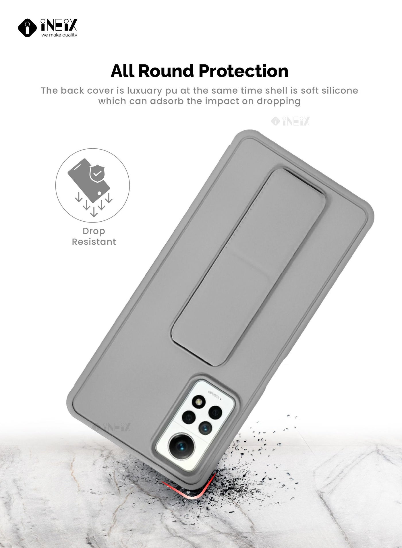 3-in-1 Magnetic Wrist Strap Hand Grip Stand Cover for Xiaomi mi Note 12 Pro 4G - Image 5