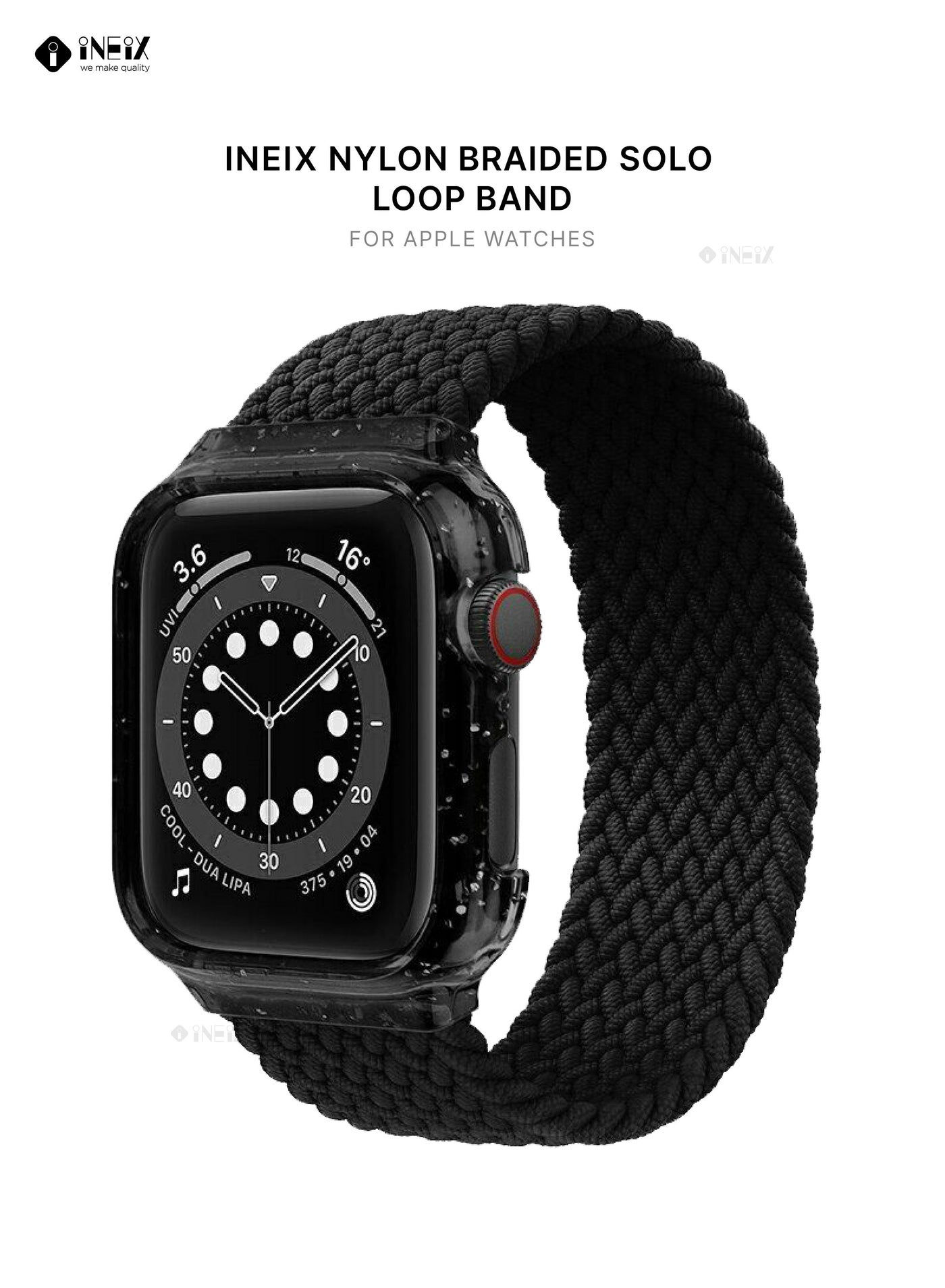 Nylon Braided Solo Loop Replacement Strap With Glittering Case For Apple Watch 44 mm (135 mm Strap Length)