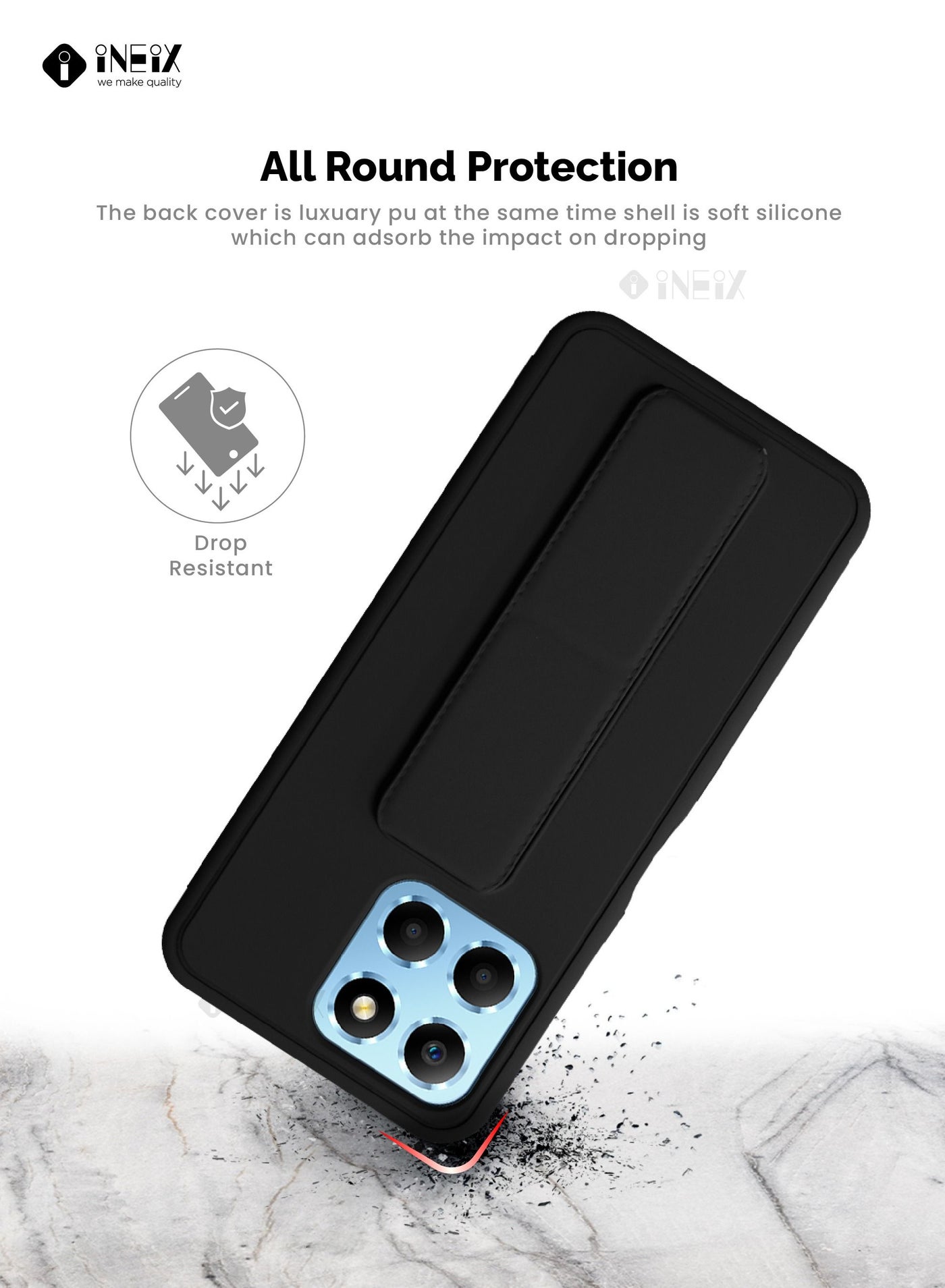 3-in-1 Magnetic Wrist Strap Hand Grip with Stand Case Cover for Honor X8 5g