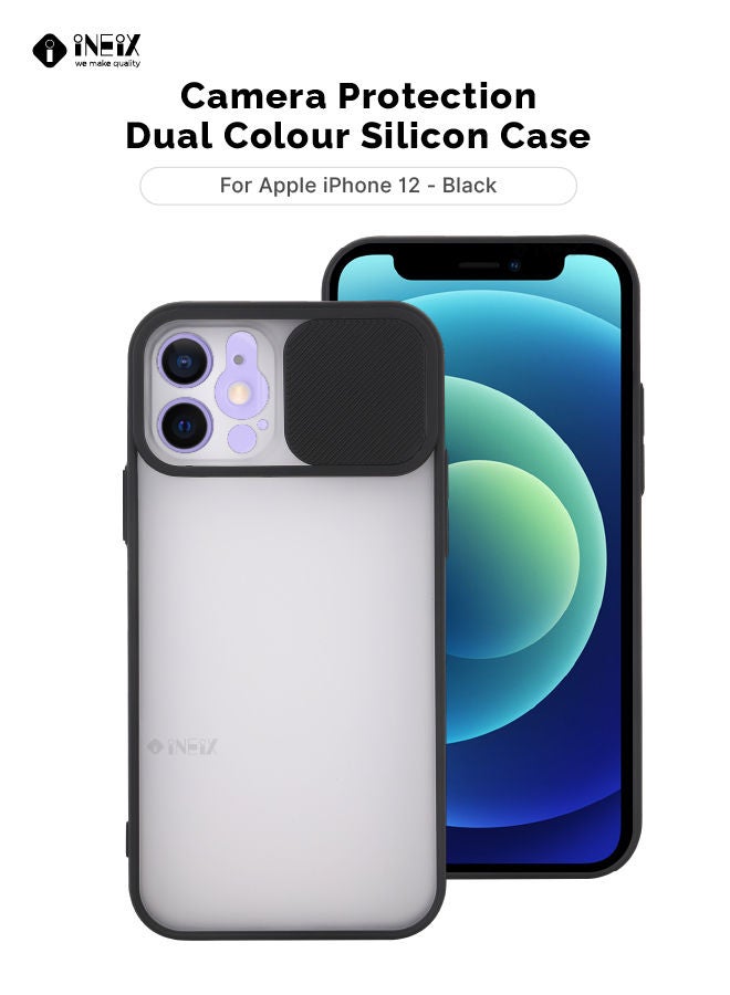 Dual Color Silicone Cover With Sliding Camera Protection For Apple iPhone 12