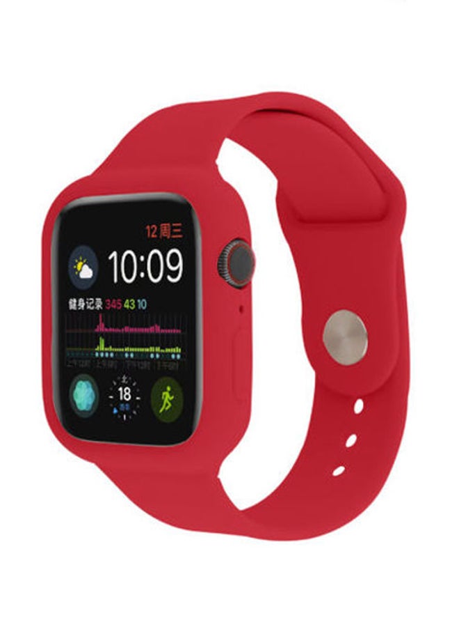 Soft Silicone Replacement Strap With Case For Apple Watch 42-44 mm