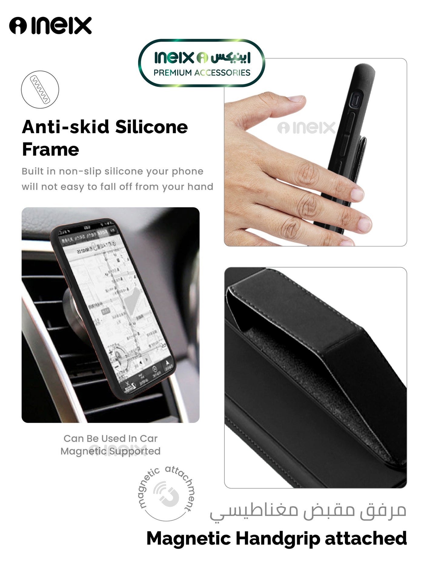 3-in-1 Magnetic Wrist Strap Hand Grip Stand Cover for Samsung Galaxy A13 4G - Image 4