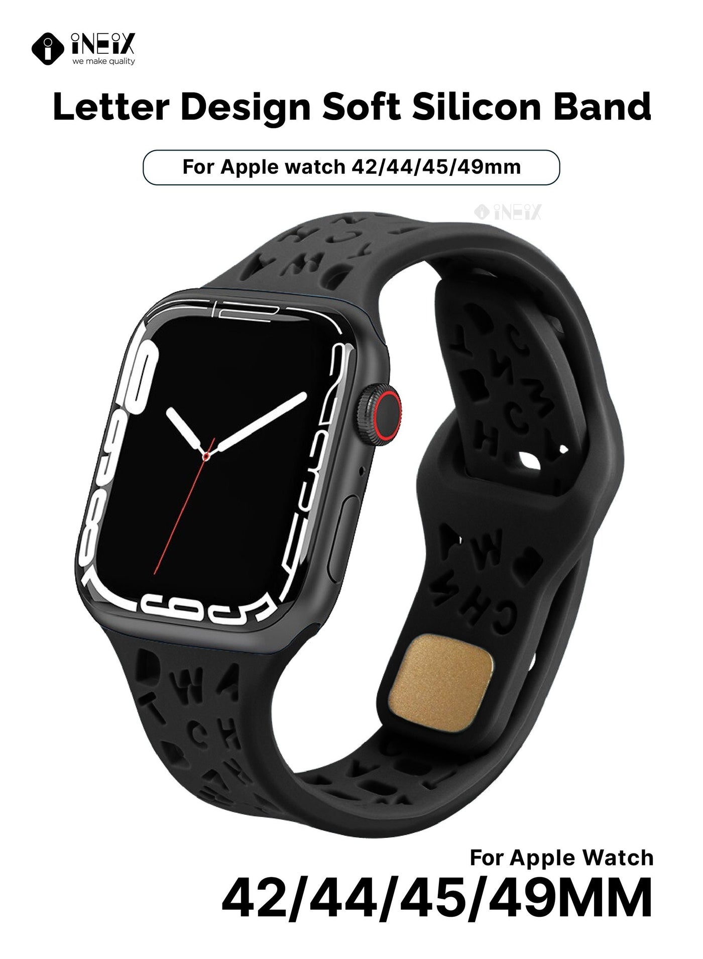 Letter Design Soft Silicon Band for Apple watch 42,44,45,49mm
