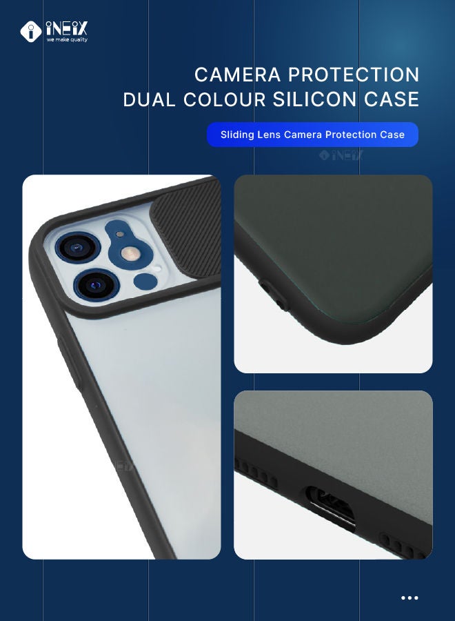 Dual Color Silicone Cover With Sliding Camera Protection For Apple iPhone 12 - Image 4