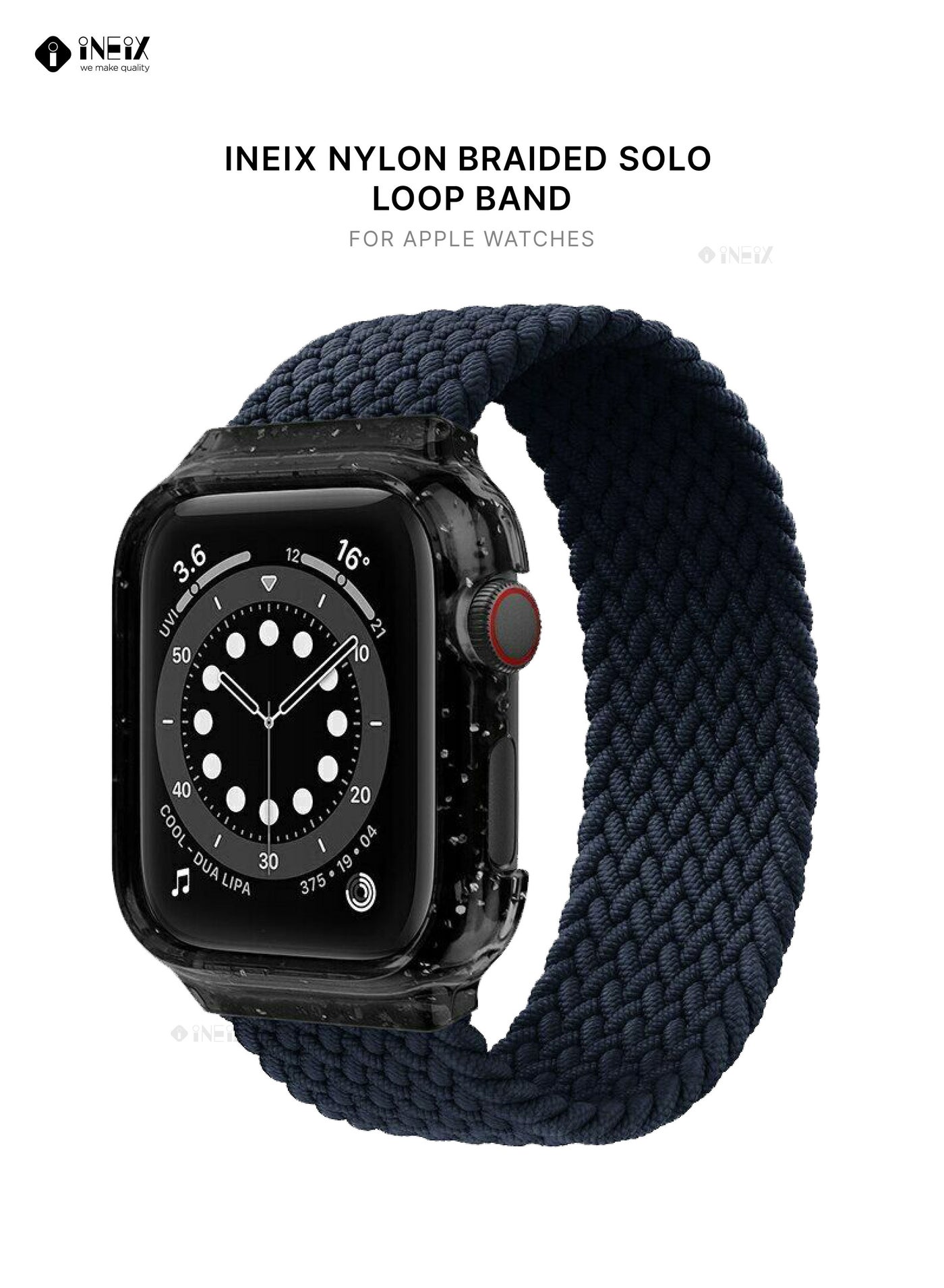 Nylon Braided Solo Loop Replacement Strap With Glittering Case For Apple Watch 40 mm (140 mm Strap Length)