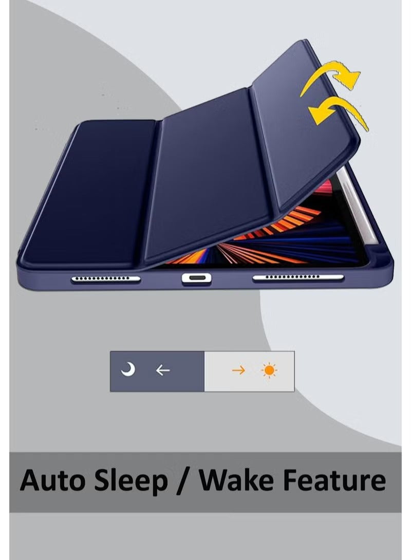 iPad Pro 11 Inch (2024) Case Cover with S Pen Holder, Soft TPU Tri-Fold Stand Protective Tablet Cover, Auto WakeSleep - Image 2