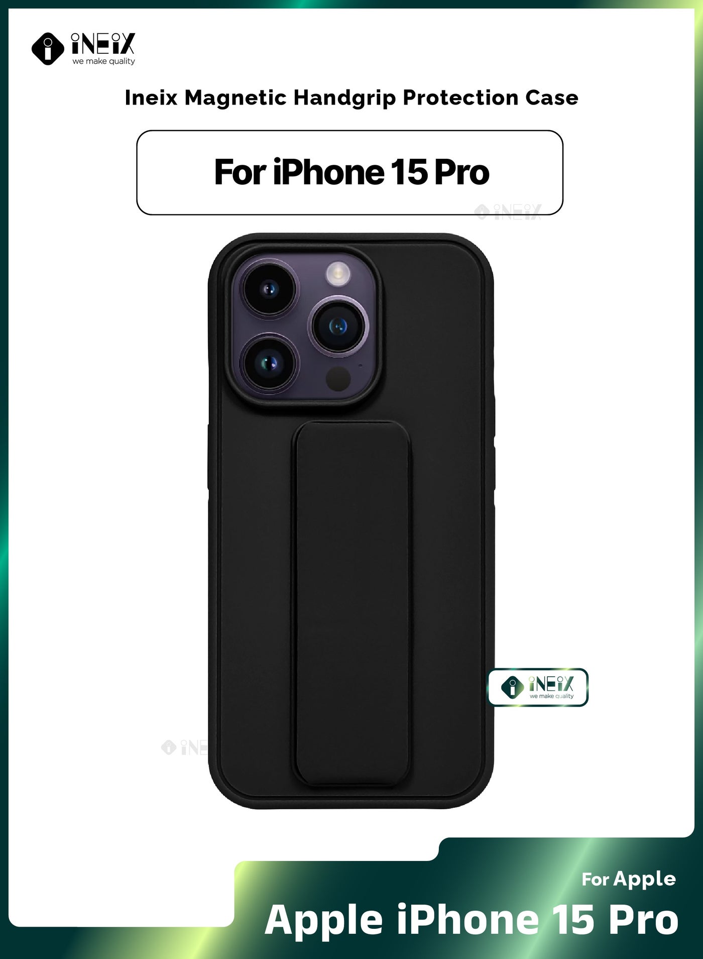 3-in-1 Magnetic Wrist Strap Hand Grip Stand Cover for iPhone 15 Pro