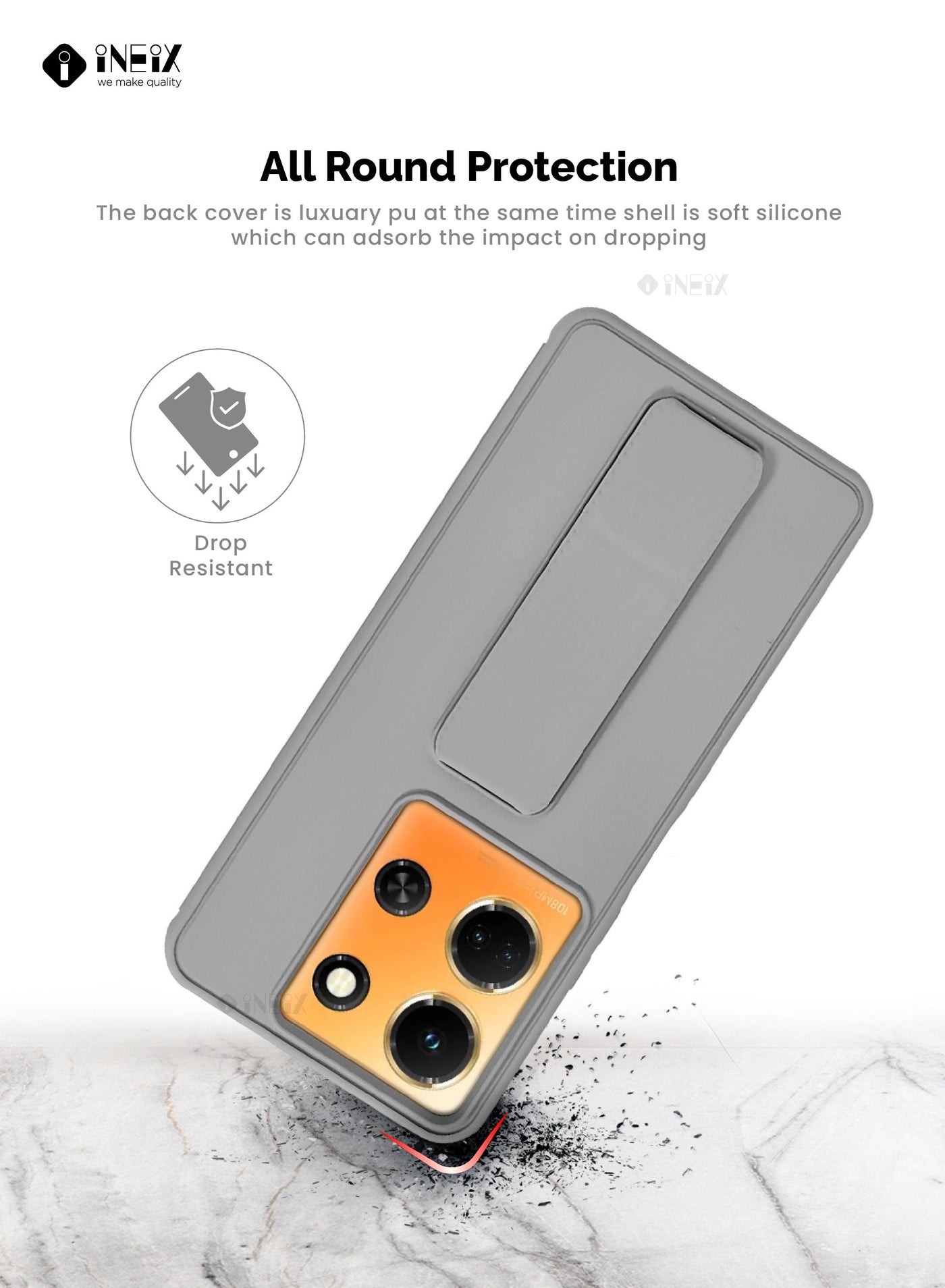 3-in-1 Magnetic Wrist Strap Hand Grip Stand Cover for Infinix Note 30 - Image 5