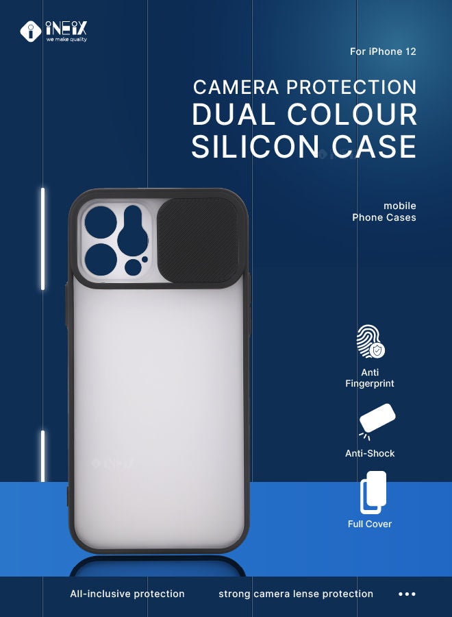 Dual Color Silicone Cover With Sliding Camera Protection For Apple iPhone 12 - Image 2