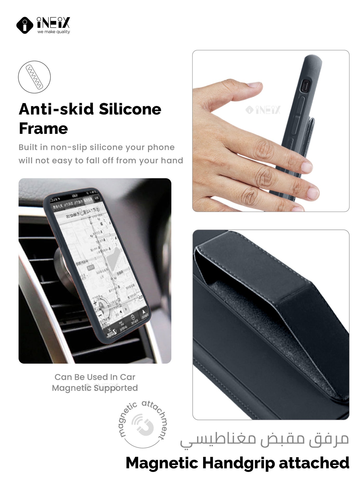 3-in-1 Magnetic Wrist Strap Hand Grip Stand Cover for iPhone 15 Pro - Image 4