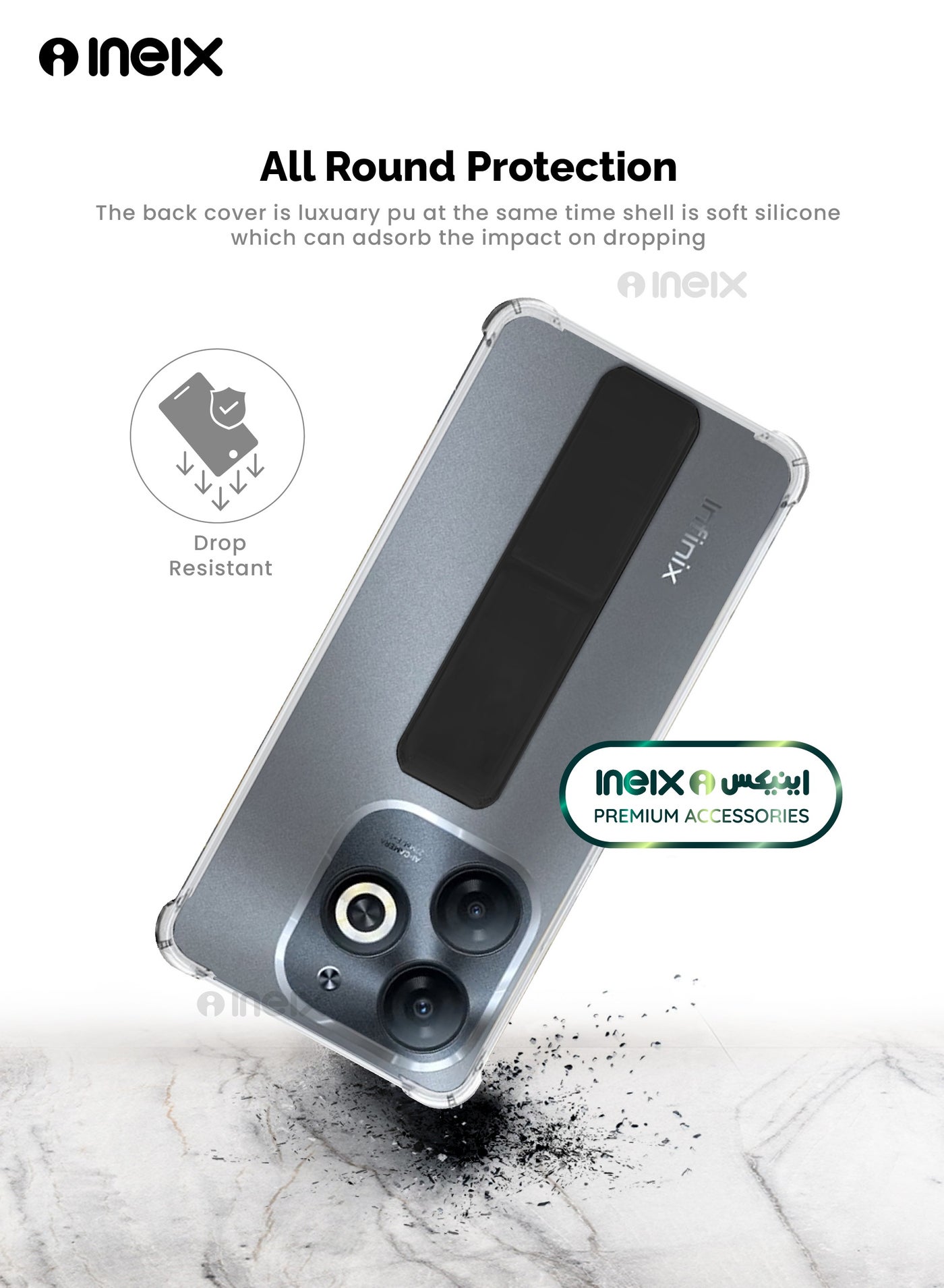 3-in-1 Magnetic Wrist Strap Hand Grip Stand Cover for Infinix Hot 40i - Image 4
