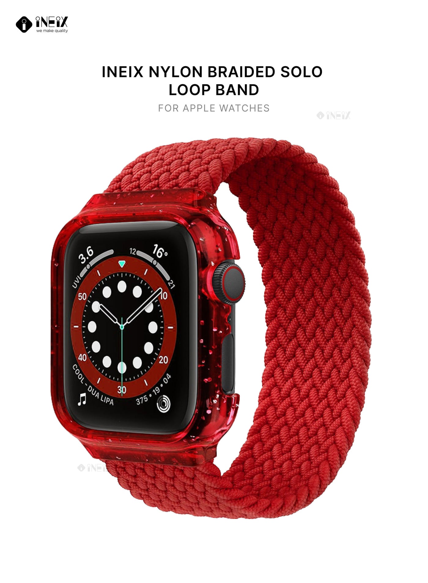 Nylon Braided Solo Loop Replacement Strap With Glittering Case For Apple Watch 40 mm (140 mm Strap Length)